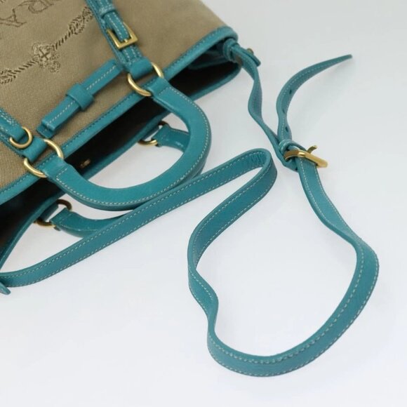 PRADA Hand Bag Canvas 2way Beige Gold Auth 138843 - Picture 9 of 16